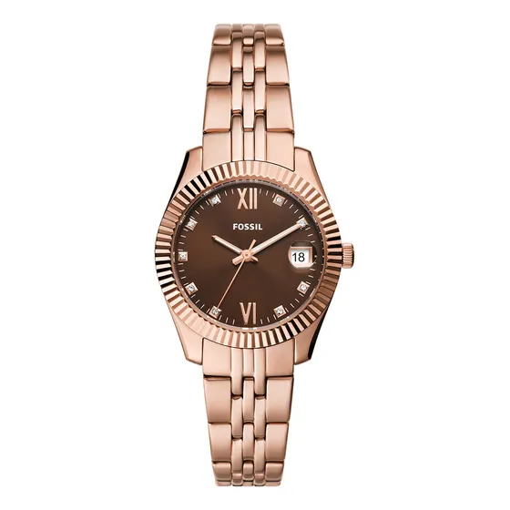 Reloj Mujer Fossil Es5324 Scarlette Color De La Correa Rosa Color Del Bisel Rosa Color Del Fondo Marrón