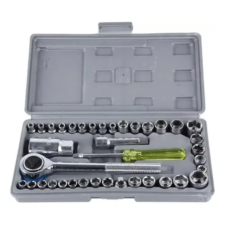 Caja de Herramientas Juego Llave Tubo Kit 40 Piezas Estuche