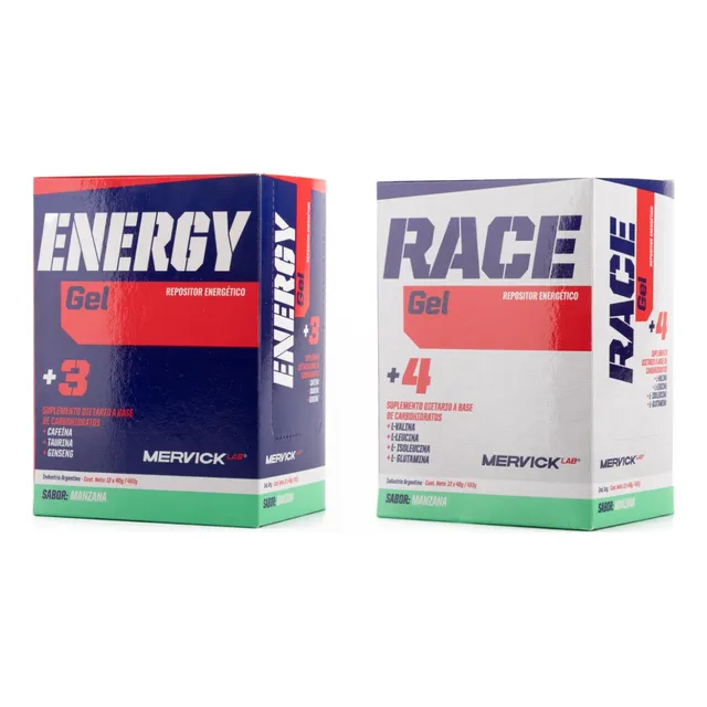 1 Gel Race Caja X12 Unidades + 1 Gel Energy Mervick X12