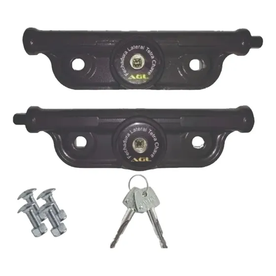 Fechadura para porta basculante AGL Porta Aço trava lateral aço comércio direita/esquerda cor preto acabamento alumínio com trinco inteiro