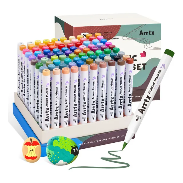 Arrtx® 90 Colores Plumones Marcadores Acrílicos Colocar