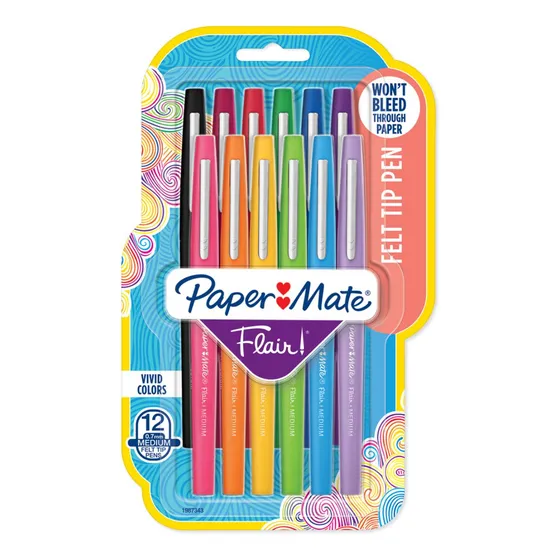 Marcadores Paper Mate Flair 12 Colores Sutidos