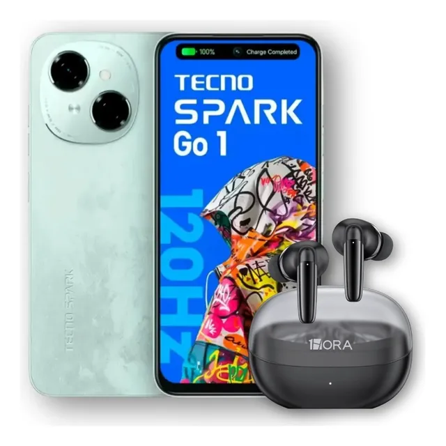 Smartphone Tecno Spark Go 1 Dual Sim 4/128gb Con Audifonos Inalambricos Incluidos