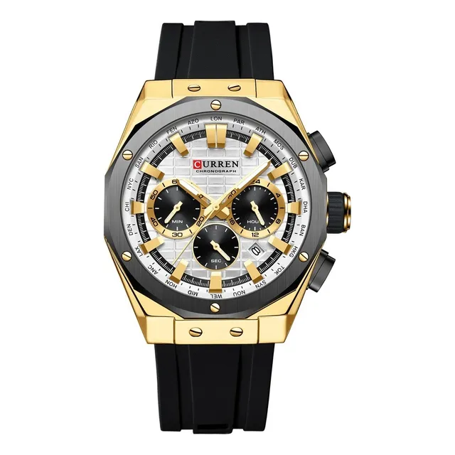 Reloj Curren 8464 Caballero Pulsera De Silicona Calendario