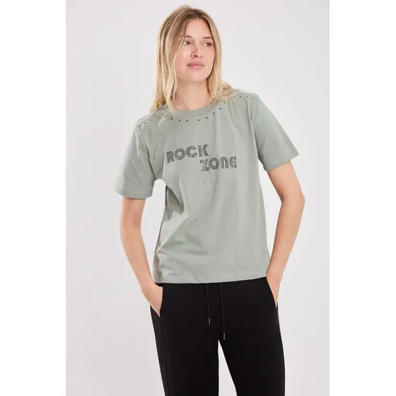 Remera Manga Corta Basica Soft Military Koxis Mujer