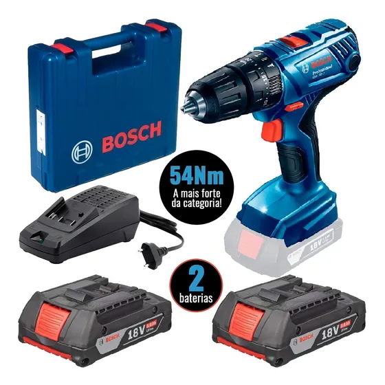 Taladro atornillador inalámbrico de 13mm Bosch GSB 180-LI 18V con batería 2.0ah, cargador y maletín 220V