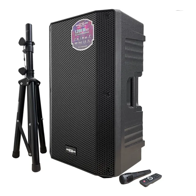 Cabina Activa 12'' Maxlin, Usb, Fm, Bt, + Base + Micrófono