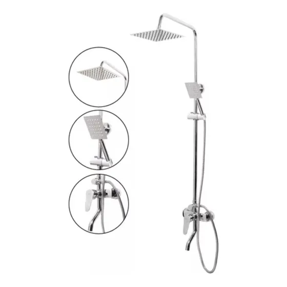 Columna Ducha Griferia Exterior Monocomando Cuadrada 20x20