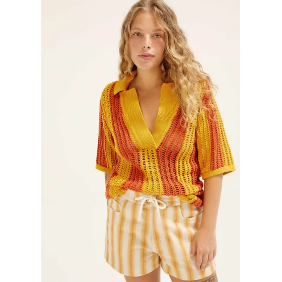 Camisa Polo Oversized Em Tricô Hering + Cosmo