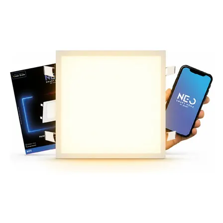 Painel Led Plafon Smart Embutir Inteligente Wifi 24w 2700k A 6500k 29,5cm Quadrado Branco Avant Neo