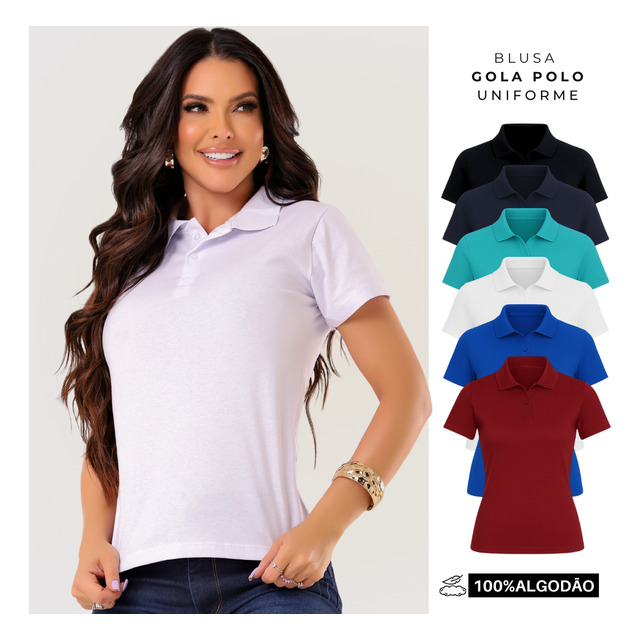 Camiseta Gola Polo Básica Em Algodão Luxo Social Uniforme Camiseta Gola Polo Básica Em Algodão Luxo Social Uniforme