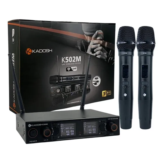 Microfone Sem Fio Duplo Kadosh K502m Bateria Recarregável