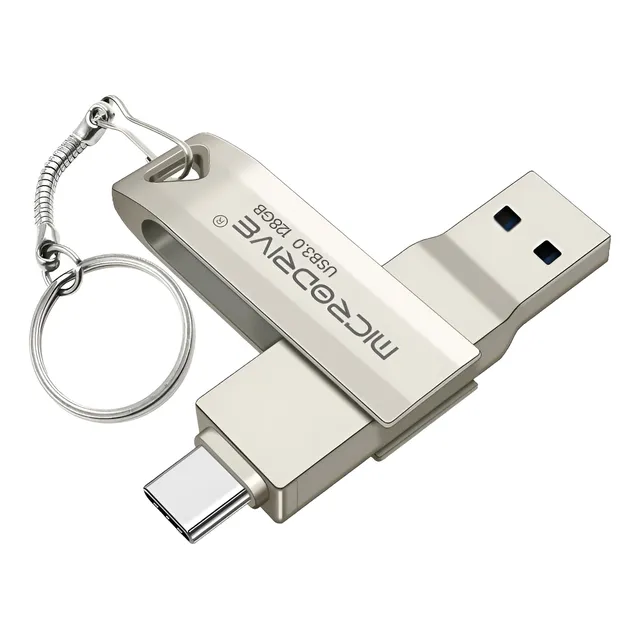 Pendrive 2 En 1 Usb 3.0 Memoria Compatible iPhone 128 Gb Color Plateado Tipo C