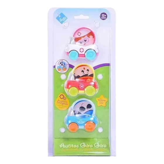 Autos Autitos X3 Con Caritas Que Giran Para Bebe Duende Azul