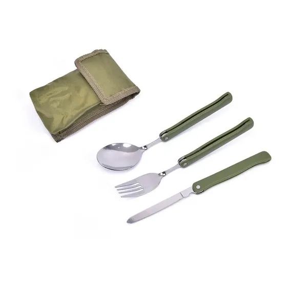 Kit de cubiertos plegables para acampar con funda 603, tenedor, cuchillo y cuchara | Cuotas sin interés