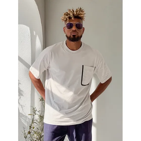 Remera Isu Oversized Hombre Bolsillo Algodón