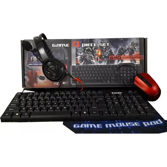 Combo Gamer 4 En 1 Teclado Mouse Audífonos Y Mouse Pad Pc 