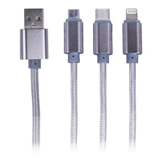 Cable Carga Rapido Philco 3 En 1 Color Gris