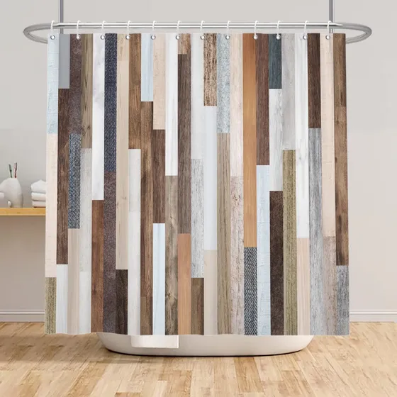 Renaiss Cortina Ducha Madera Rustica 72 X 72  Estilo Retro