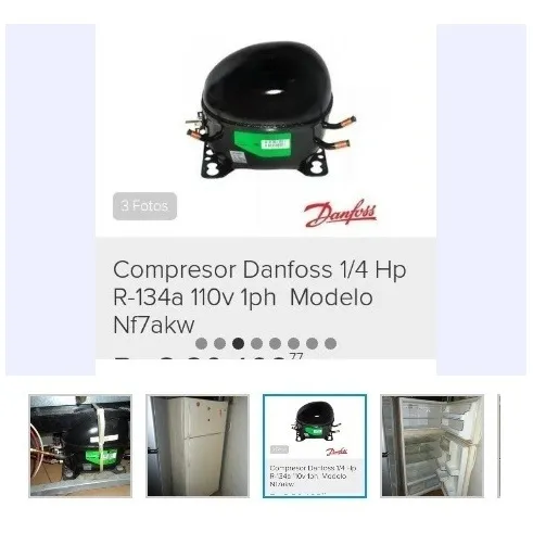 Compresor Nuevo (en Nevera Usada) 3 Tubo1/4 Hp Mod Nf7akw,,,