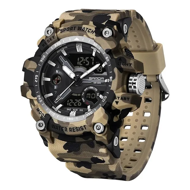 Reloj Deportivo Sanda 3355 Camuflaje Army Análogo-digital