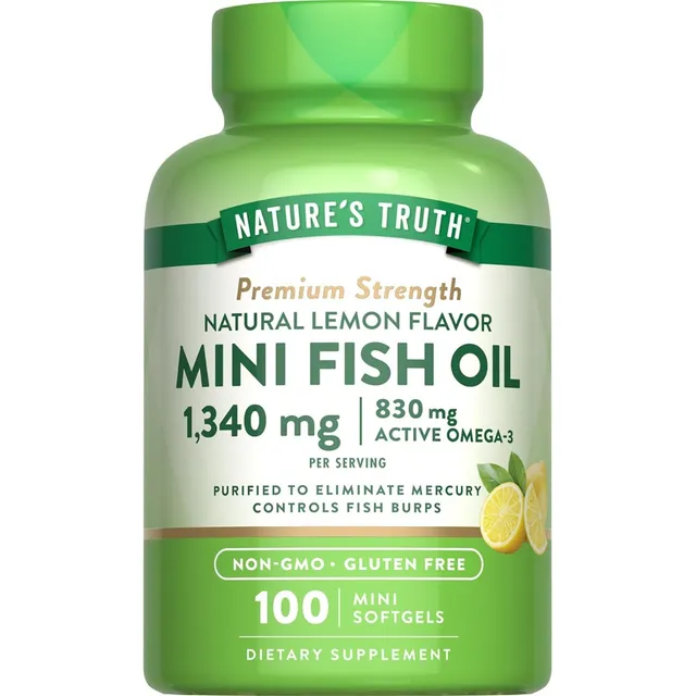 Aceite De Pescado 1340 Mg Mini Nature's Truth 100 Cápsulas Limón