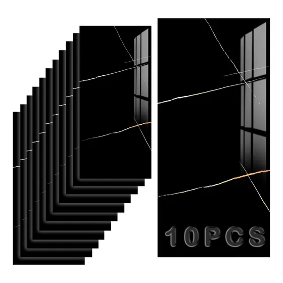 Azulejo De Imitación Papel Tapiz 3d Cocina Lavable Negro.