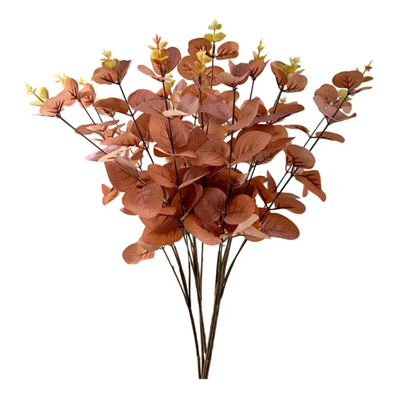 Buque De Eucalipto  Artificial Na Cor Terracota