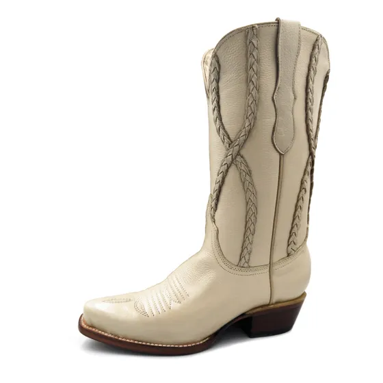6011 Bota Vaquera Floater Hueso Trenza