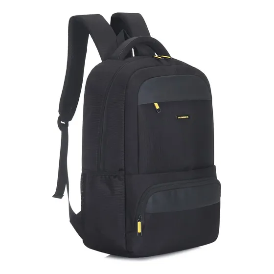 Mochila Porta Notebook Hummer Acolchada Reforzada Viajes New Color Negro 16372 Diseño De La Tela Liso