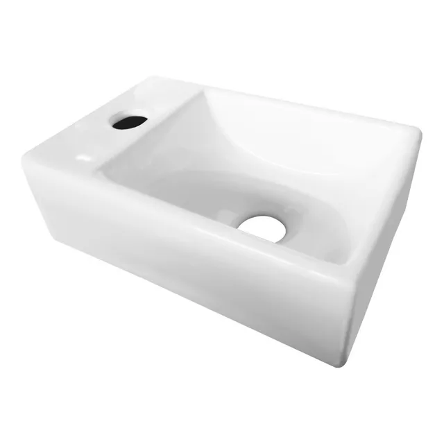Lux Sany T311 Lavabo Rectangular Blanco Cerámica Sobreponer