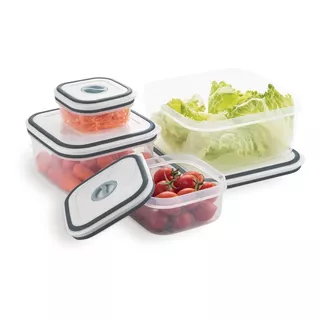 Conjunto De Potes Herméticos De Plåstico Branco E Cinza Retangular Com 4 Unidades Electrolux Conjunto De Potes Herméticos De Plåstico Branco E Cinza Retangular Com 4 Unidades Electrolux