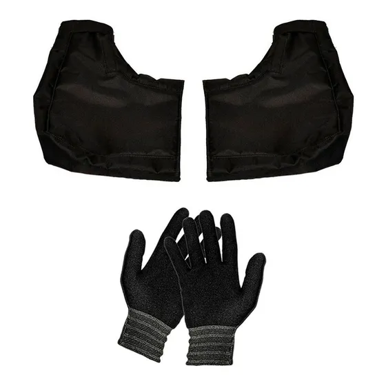 Kit Guantes Moto Primera Piel + Cubre Manos Impermeable Fas! Color Negro Talle Único