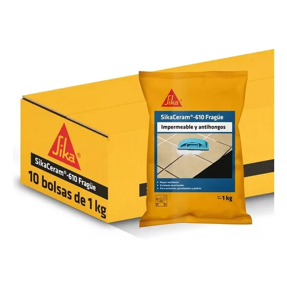Pack 10x1k Sikaceram 610 Fragüe Para Cerámicos Negro