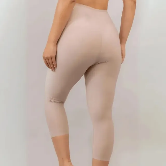 Calça Legging Modeladora Capri Segunda Pele Em Microfibra Bege Liso 42