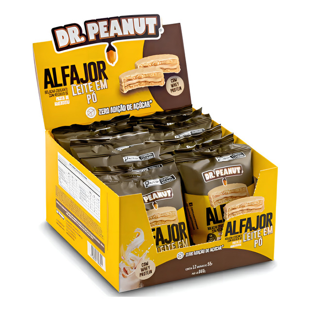 Alfajor Com Whey Protein Bolacha 12un De 55g Cada Dr Peanut Sabor Leite Em P Alfajor Com Whey Protein Bolacha 12un De 55g Cada Dr Peanut Sabor Leite Em P