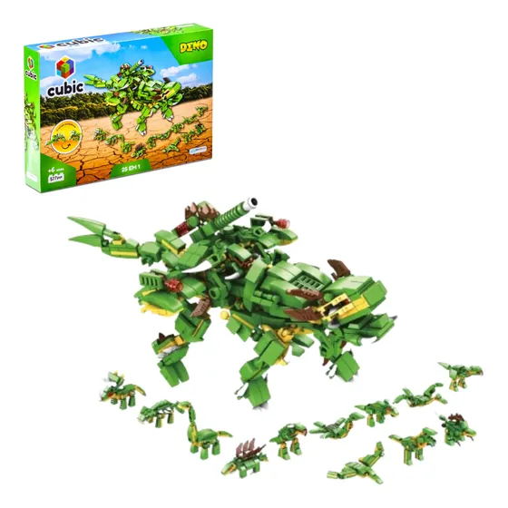 Brinquedo De Montar Dinossauro Cubic Dino 577 Pçs 25 Formas