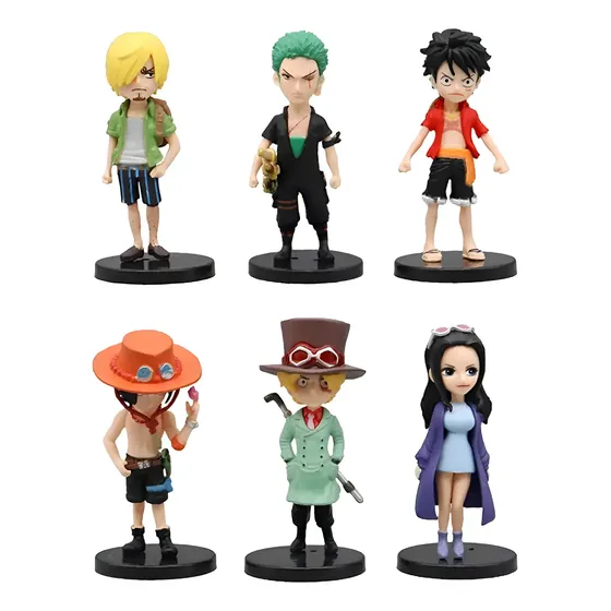 Pack de 6 Figuras de Acción One Piece con Luffy, Zoro y Sanji de 8 cm | Cuotas sin interés
