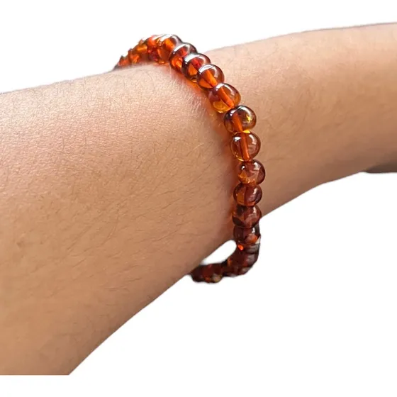 Pulseira De Âmbar Adulto Elástico - Original Com Certificado