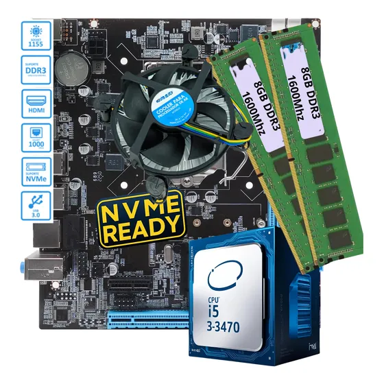 Kit Gamer Upgrade Intel I5 Placa Mae B75 Memoria 16gb Ram
