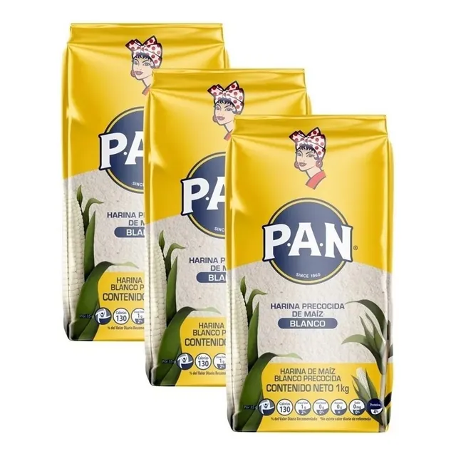 Harina De Maíz Harina Pan Blanca 1kg X3 Uds