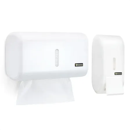Kit Porta Papel Toalha E Saboneteira Liquido Dispenser Banheiro 800ml