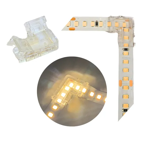 5 Conectores Para Fita Led Smd 10mm Conexão L 90° Canto