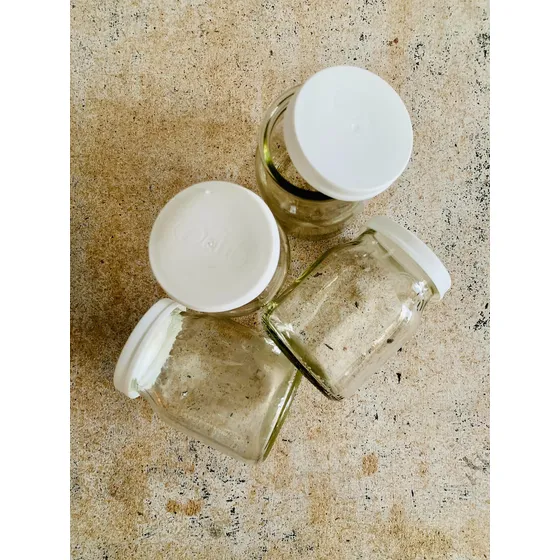 Frascos De Yoghurt Dahi Y Gandara 200ml Vidrio Tapa Blanca 