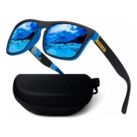 Óculos De Sol Pesca Bike Viagem Polarizado Proteção Uv 400 Azul Preto E Azul