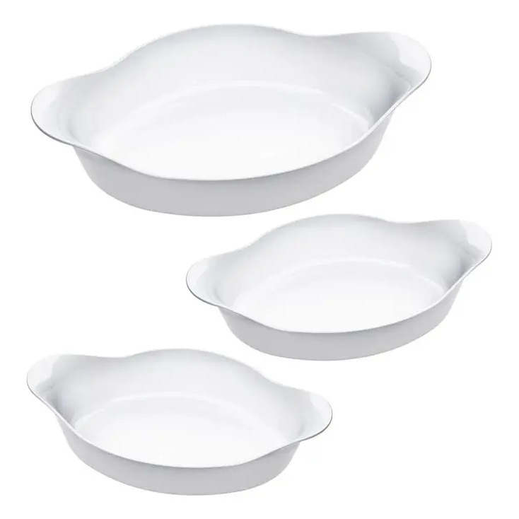 Marinex Conjunto de Assadeiras Oval Opaline 3 Peças Branco