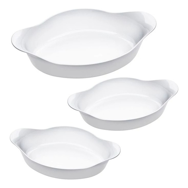 Marinex Conjunto De Assadeiras Oval Opaline 3 Peças Branco Marinex Conjunto De Assadeiras Oval Opaline 3 Peças Branco