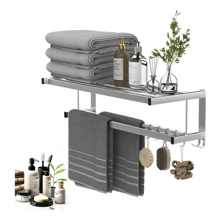 Toalheiro De Parede Porta Toalha Duplo Inox 304 Antiferrugem, Acessório De Banheiro Luxo Resistente À Corrosão, Durável Para Banheiro, Acabamento Cromado Premium Prático E Moderno