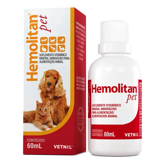 Hemolitan Suplemento Vitamínico Pet P/ Todos Animais 60 Ml
