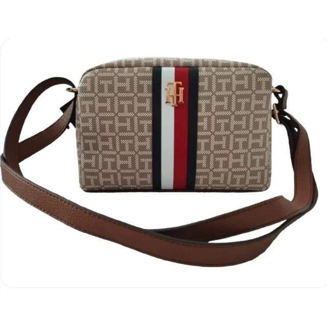 Cartera Tommy Hilfiger Mujer Marrón Claro Monogram Oro Marrón